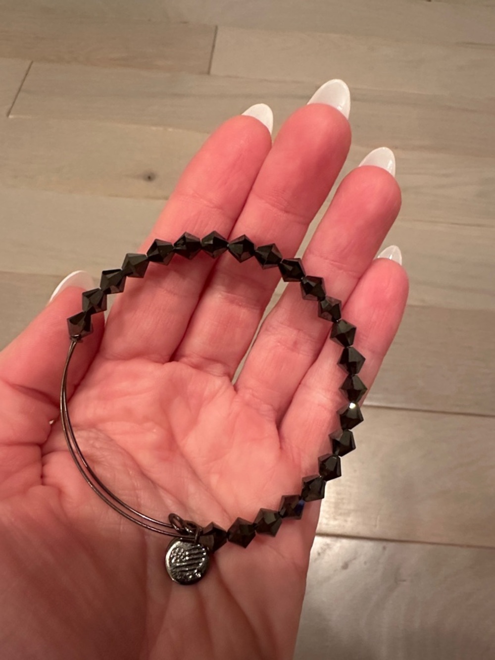 Alex and Ani Black Faceted Bead Expandable Bracelet